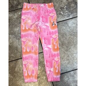 Air Jordan Girls Sz Medium/M Tie Dye Pink Orange Logo Sweats Joggers VGC